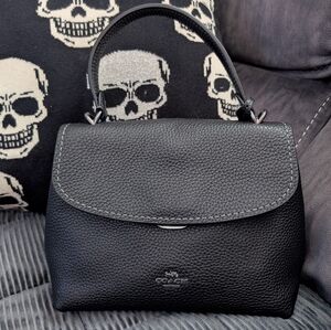 Coach Emory Top Handle Bag soft Black Pebble Leather